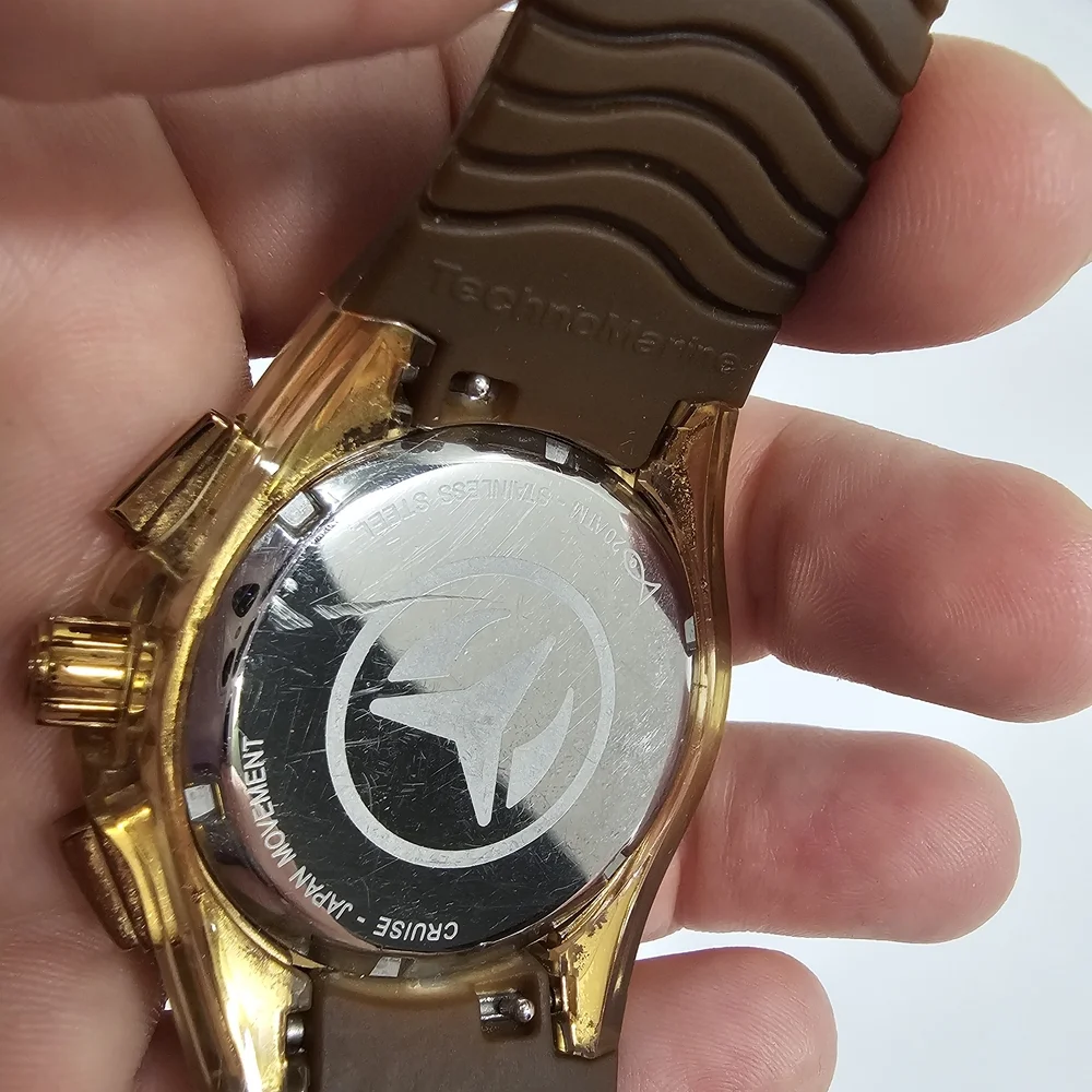 TechnoMarine Cruise Original Star 110044 Gold Tone Chronograph Watch Set - Ex S